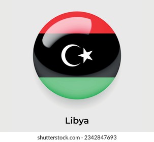 Libyen Hochglanz-Blase der nationalen Flagge rund Form Symbol Vektorgrafik Glas