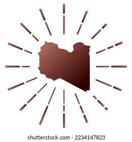 Libya gradient sunburst. Map of the country with colorful star rays. Libya illustration in digital, technology, internet, network style. Vector illustration.