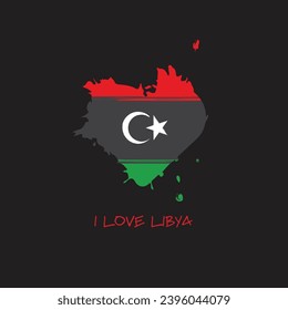 Libya grunge flag heart design. Vector illustration.