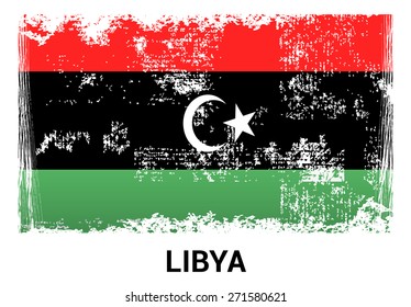 Libya grunge flag isolated vector in official colors and Proportion Correctly. country's name label in bottom