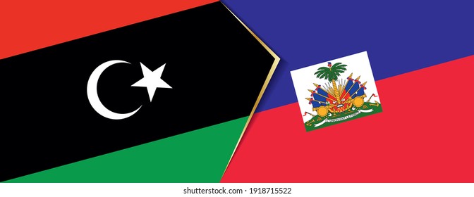 Libya and Haiti flags, two vector flags symbol of relationship or confrontation.