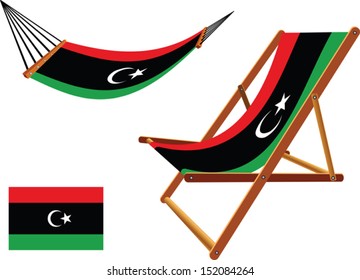 libya hammock and deck chair set against white background, abstract vector art illustration