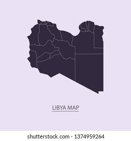 Libya - High detailed map violet outline map with caption on violet background.Abstract design vector illustration eps 10.