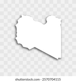 Libya high detailed vector representation of country silhouette. White color on transparent background with dropped shadow. For educational, decorative, or informational use.