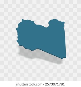 Libya high detailed vector representation of country silhouette. 3D map on transparent background with dropped shadow. For educational, decorative, or informational use.