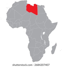 Libia destacada en el mapa de África