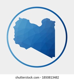 Libya icon. Polygonal map of the country in gradient ring. Round low poly Libya sign. Vector illustration.