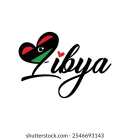 Libya Independence Day 24 December Heart Typography