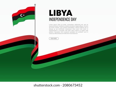 Afiche de la pancarta de fondo del Día de la Independencia de Libia para celebración el 24 de diciembre.