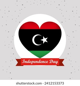 Libya Independence Day With Heart Emblem Design