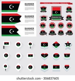 libya independence day, infographic, and label Set.