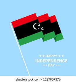 Libya Independence day typographic design with flag vector