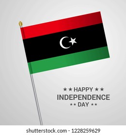 Libya Independence day typographic design with flag vector