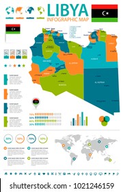 Libya infographic map and flag - High Detailed Vector Illustration