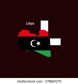 Libya Initial Letter Country with Map and Flag Vector