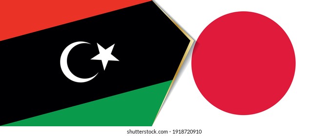 Libya and Japan flags, two vector flags symbol of relationship or confrontation.