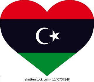 Libya Libyan Republic Country Flag Shaped Heart Illustration