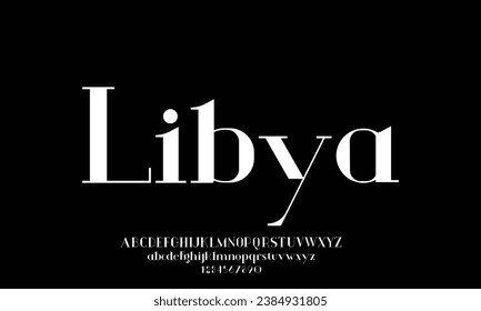 Libya luxury minimalist geometric sans serif vector font alphabet set 