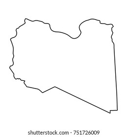 Libya map of black contour curves on white background of vector illustration