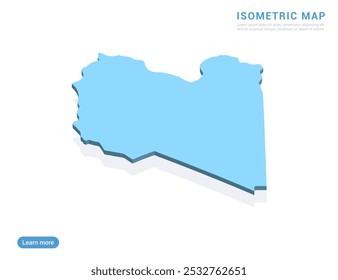 Libya map blue on white background with isometric vector.