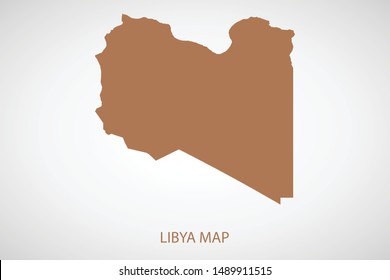Libya map, brown color and country name. Map of Asia. Vector map on gray background. Symbol for your web site design map logo. app, ui, Travel vector eps10, concept Illustration.