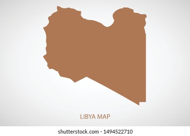 Libya map, brown color and country name. Map of Africa. Vector map on gray background. Symbol for your web site design map logo. app, ui, Travel vector eps10, concept Illustration.