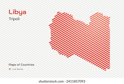 Libya Map with a capital of Tripoli Shown in a Line Pattern. Stylized simple vector map.