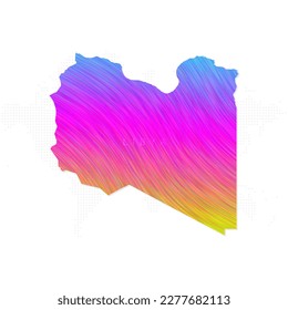 Libya map in colorful halftone gradients. Future geometric patterns of lines abstract on white background. Vector Illustration Eps10.