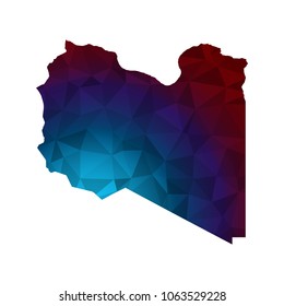 Libya map - Colorful Polygonal map of Libya rumpled triangular low poly style gradient graphic background , Vector illustration eps 10.