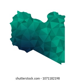 Libya map - Colorful Polygonal map of Libya rumpled triangular low poly style gradient graphic background , Vector illustration eps 10.