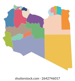 Libya map in district region administrator. Map of Libya district region administrator in multicolor