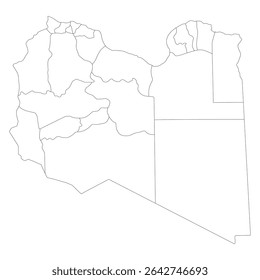 Libya map in district region administrator. Map of Libya district region administrator in white color