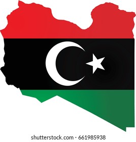 Libya map and flag