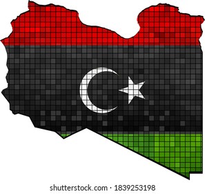 Libya map with flag inside - Illustration