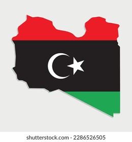 libya map with flag on gray background
