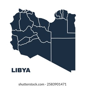 Libya map flat border outline vector