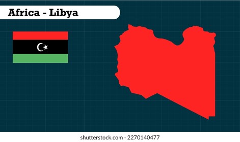 Libya Map, Libya map flat chart vector illustration, Libya Flag, Libya  map vector illustration on blue background
