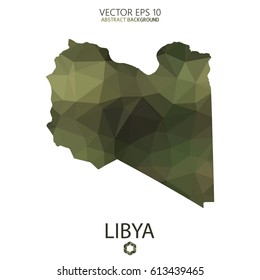Libya map in geometric polygonal military style.Abstract tessellation,modern design background. Vector illustration eps 10.