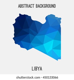 Libya map in geometric polygonal,mosaic style.Abstract tessellation,modern design background,low poly. Vector illustration.