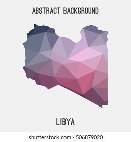 Libya map in geometric polygonal,mosaic style.Abstract tessellation,modern design background,low poly. Vector illustration.