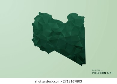 Libya Map - Green Polygon Style Vector Illustration, Low Poly Geometric Design with Clean Silhouette on soft green Background.