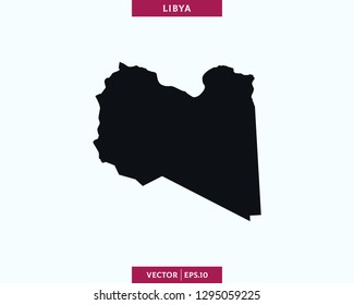 Libya Map. High Detailed Silhouette Map In Soft Background - Vector