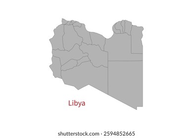 Libya map isolated on white background. Map silhouette of Libya. For website layouts, background, education, precise, customizable. Earth geography.