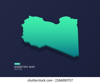 Libya map of isometric green gradient vector illustration.