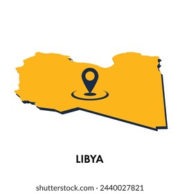 Libya map with location PIN isolated on white background, Concept of explore, and travel vector illustration design