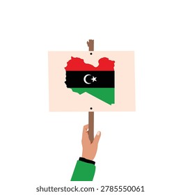 libya map with national flag