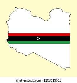 Libya map with national flag decoration