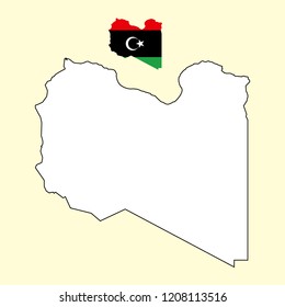 Libya map with national flag decoration