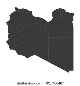 Libya map on white background vector, Libya Map Outline Shape Black on White Vector Illustration, High detailed black illustration map -Libya.