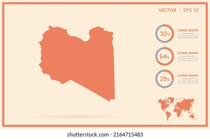 Libya map orange abstract infographic vector.